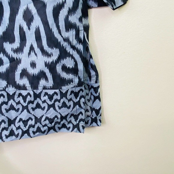 Gretchen Scott Women's Small Blouse Blue Damask Ikat Cowl Neck Tunic Top AX22 - Picture 6 of 6